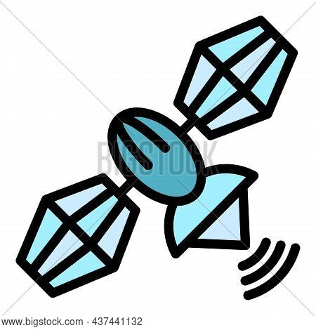 Telephony Satellite Icon. Outline Telephony Satellite Vector Icon Color Flat Isolated