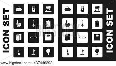 Set Pommel Horse, Fencing, Bowling Pin And Ball, Stone For Curling Sport Game, Sport Training Progra