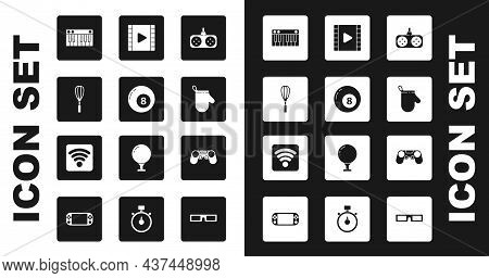 Set Gamepad, Billiard Pool Snooker Ball, Kitchen Whisk, Music Synthesizer, Oven Glove, Play Video, A