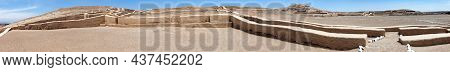 Nasca Or Nazca Pyramid Ruins At Cahuachi Archeological Site In The Nazca Desert Of Peru, Panoramic V