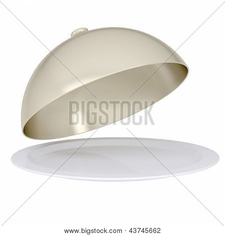 Plato de la bandeja de cerámica brillante con una cubierta sobre él
