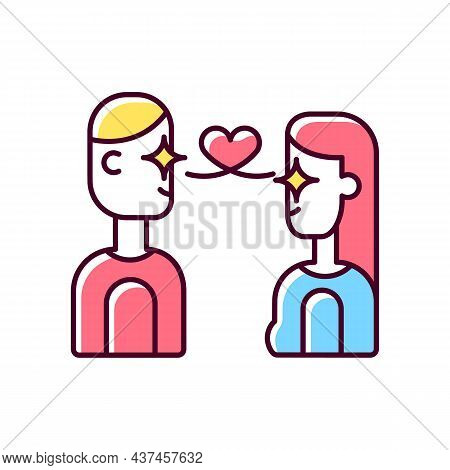 Love At First Sight Rgb Color Icon. Instantly Falling In Love. Mutual Romantic Feeling. Two People I