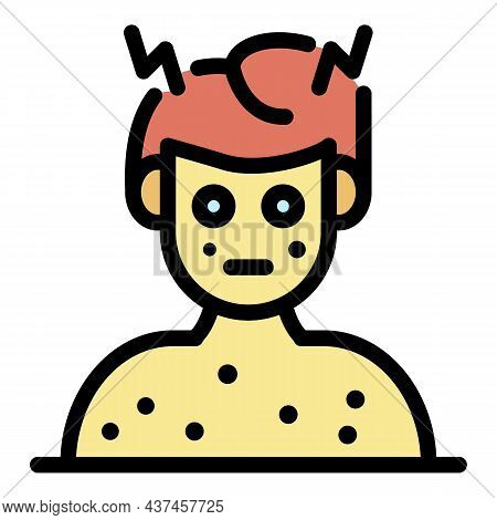 Boy Chicken Pox Icon. Outline Boy Chicken Pox Vector Icon Color Flat Isolated