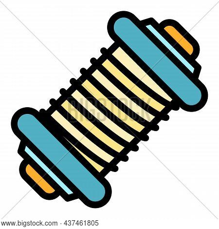 Line Spool Reel Icon. Outline Line Spool Reel Vector Icon Color Flat Isolated