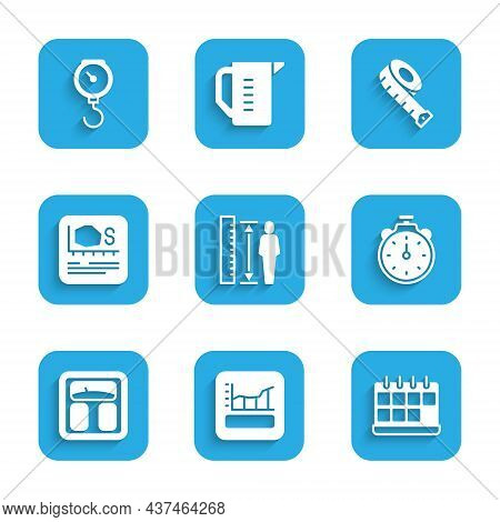 Set Measuring Height Body, Graph, Schedule, Chart, Diagram, Calendar, Stopwatch, Bathroom Scales, Ar
