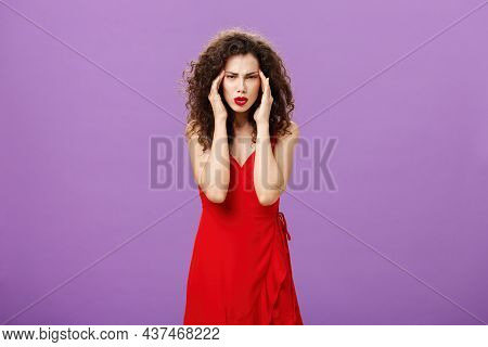 Stupid People Getting On Her Nerves. Irritated And Bothered Stylish Rish Businesswoman In Evening Re