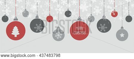 Merry Christmas Card With Hanging Ball Decoratoin
