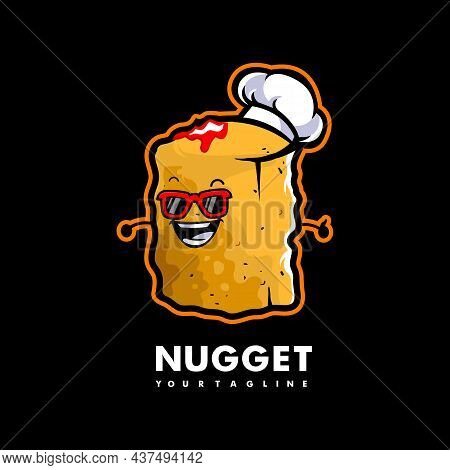 Nugget Cartoon Mascot Logo Design Vector With Modern Illustration Concept Style For Badge, Emblem An