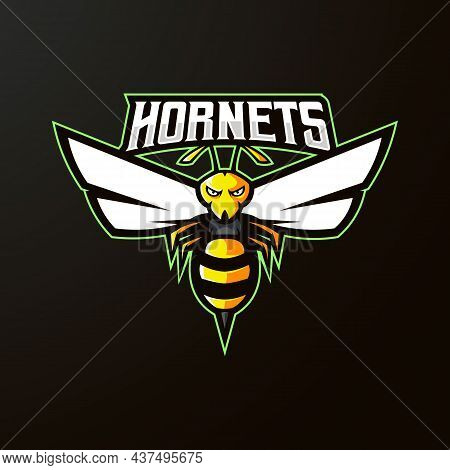 Esports Team Logo Template With Hornets Vector Illustration