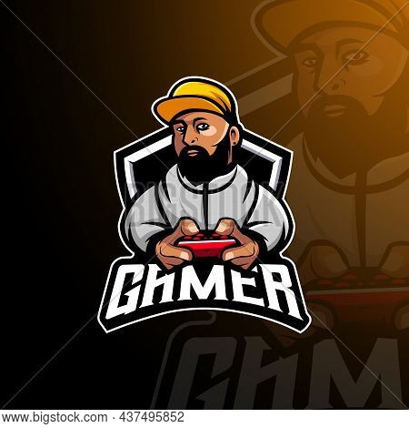 Gamer Mascot Logo Design Vector With Modern Illustration Concept Style For Badge, Emblem And T Shirt