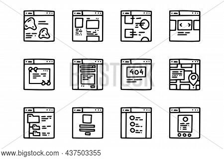 Web Pages Line Vector Doodle Simple Icon Set