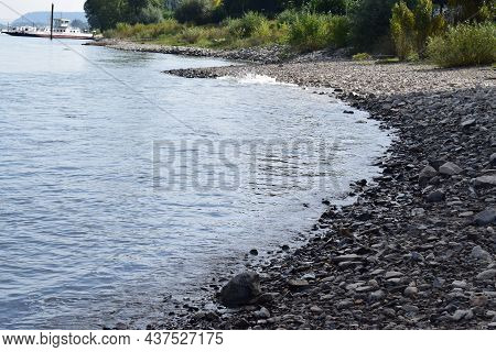 Rhine Beach In Bad Breisig During Late Summer