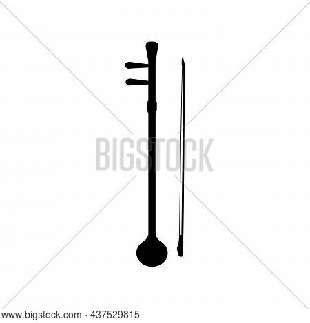 Silhouette Ancient Chinese Musical Instruments Erhu. Illustration Symbol Icon