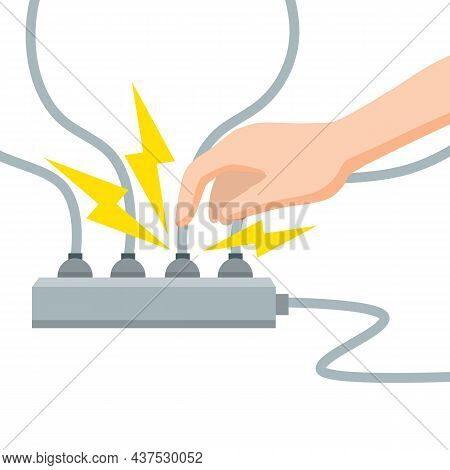 Electric Shock And Short Circuit. Safety Precautions. Hand Touches Bare Wire. High Voltage. Dangerou