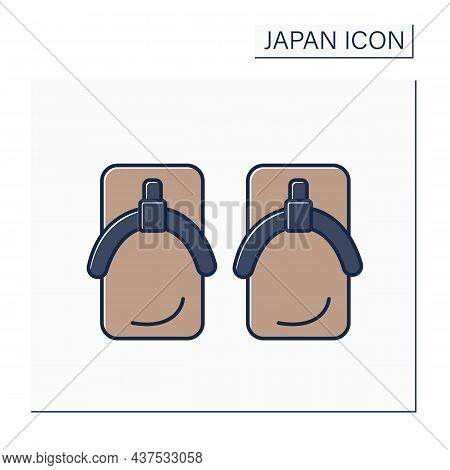 Yukata Shoes Color Icon. Japanese Footwear.geta Wooden Sandals. Japanese Culture Concept. Isolated V