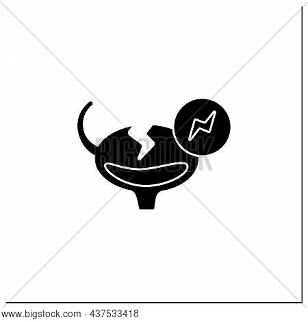 Bladder Pain Glyph Icon. Sickness.interstitial Cystitis, Urinary Tract Infection, Bladder Cancer. He