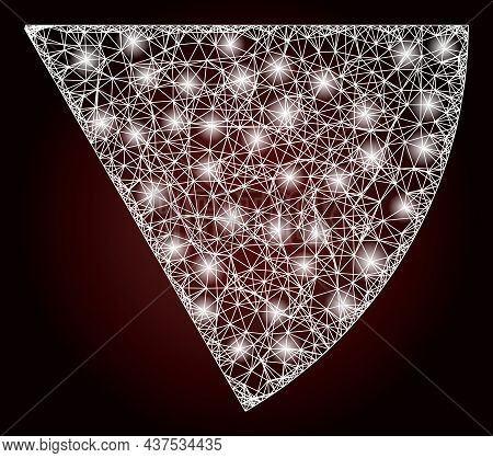 Constellation Crossing Mesh Circle Sector With Lightspots On A Dark Red Gradiented Background. Vecto