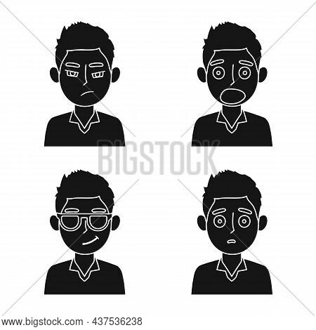 Vector Illustration Of Face And Boy Logo. Set Of Face And Young Vector Icon For Stock.