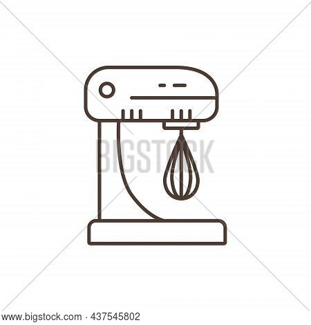 Mixer Bakery Design Mixing Food Illustration. Kitchen Electric Mixer Machine Vector Line Icon