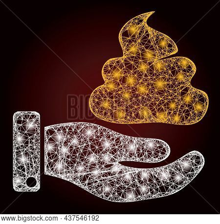 Glossy Crossing Mesh Hand Give Shit With Light Spots On A Dark Red Gradient Background. Vector Model