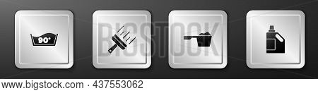 Set Temperature Wash, Rubber Cleaner For Windows, Washing Powder And Bottle Cleaning Agent Icon. Sil
