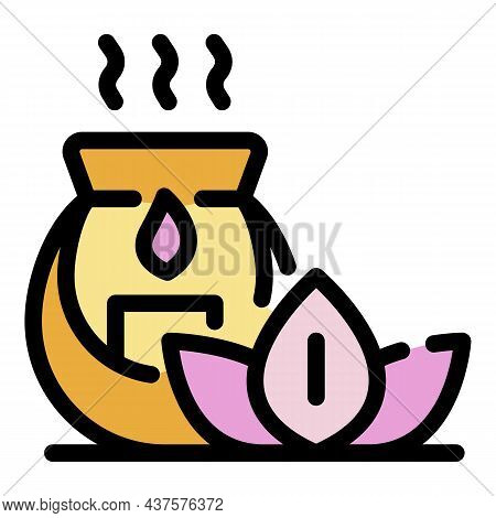 Spa Lotos Icon. Outline Spa Lotos Vector Icon Color Flat Isolated