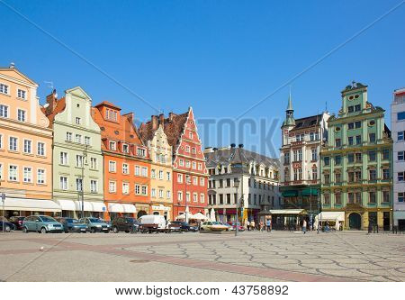 casas antiguas en la Plaza Solny en Wroclaw