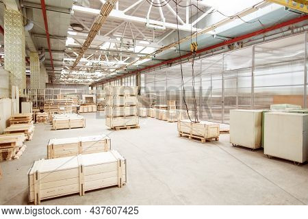 Warehouse Unloading Humanitarian Aid During A Viral Epidemic. New Supplies Of Vaccine To Other Count