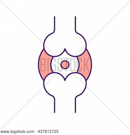 Acute Joint Pain Rgb Color Icon. Physical Problem Sign. Inflammation In Cartilage. Examining Knee Is