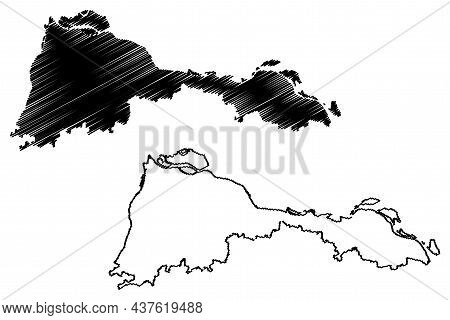 Patna District (bihar State, Division, Republic Of India) Map Vector Illustration, Scribble Sketch P