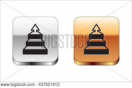 Black Business Pyramid Chart Infographics Icon Isolated On White Background. Pyramidal Stages Graph 