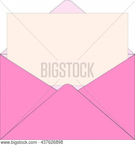 A Letter Paper In A Pink Envelope Vector Image Illustration