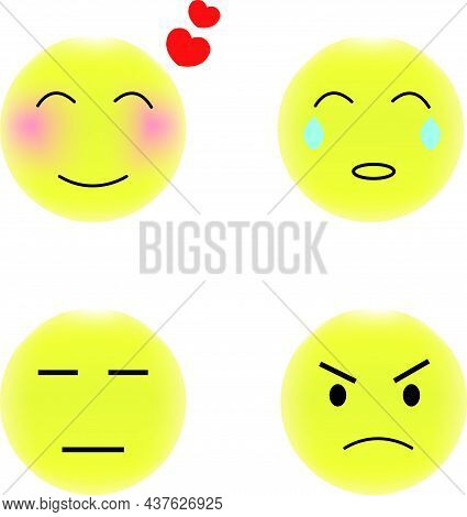 Emoticons With Various Facial Expressions Vector Image Illustration