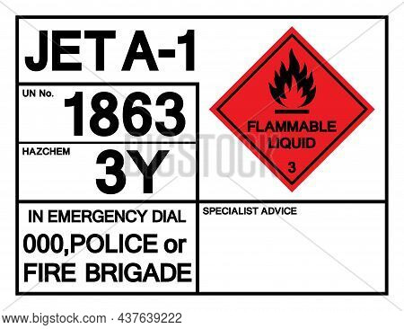 Jet A-1 Un1863 Symbol Sign, Vector Illustration, Isolate On White Background, Label .eps10