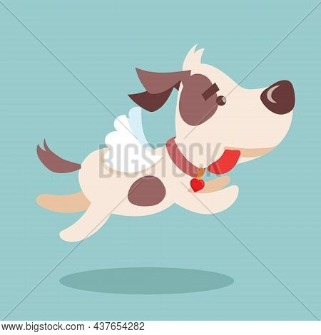 Vector Illustration Set Of Cute And Funny Cartoon Little Valentine Dogs-pupies In Love With Heart, R