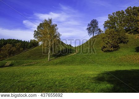 Colorful Autumn Landscape Near The Alytus Castle Hill