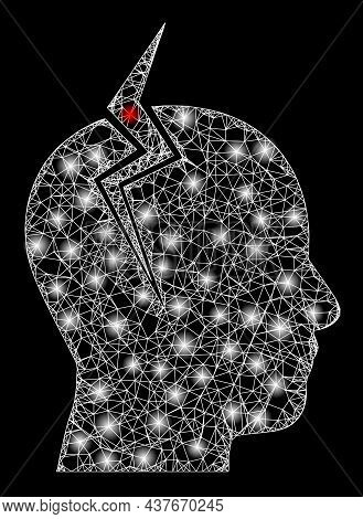 Illuminated Network Migrain Strike With Lightspots. Vector Frame Generated From Migrain Strike Icon,