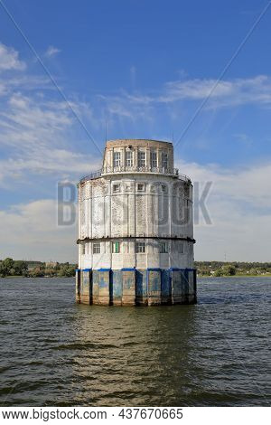 Water Intake Building Combined With Pumping Station Built In 1937 On The Volga River. Architecture O