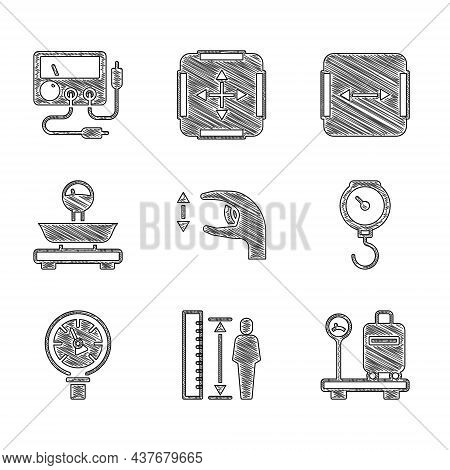 Set Approximate Measurements, Measuring Height Body, Scale With Suitcase, Hand Scale Spring Mechanic