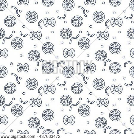 Microorganism Research Line Vector Doodle Simple Seamless Pattern