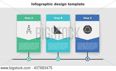 Set Drawing Compass, Angle Bisector Of Triangle And Triangle Math. Business Infographic Template. Ve