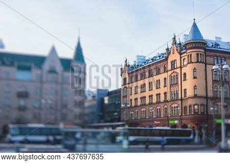Streets Of Tampere, Pirkanmaa, Western Part Of Finland, Vibrant Winter City View, With Town Hall, Ch