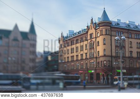 Streets Of Tampere, Pirkanmaa, Western Part Of Finland, Vibrant Winter City View, With Town Hall, Ch