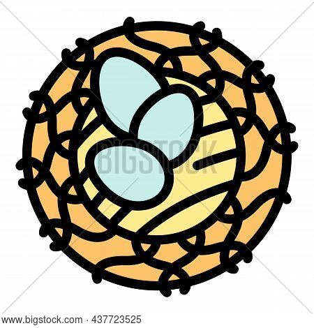 Quail Nest Eggs Icon. Outline Quail Nest Eggs Vector Icon Color Flat Isolated