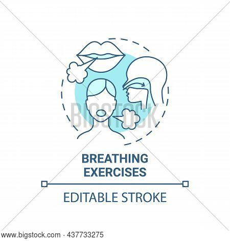 Breathing Exercises Blue Concept Icon. Respiratory Rehabilitation Abstract Idea Thin Line Illustrati