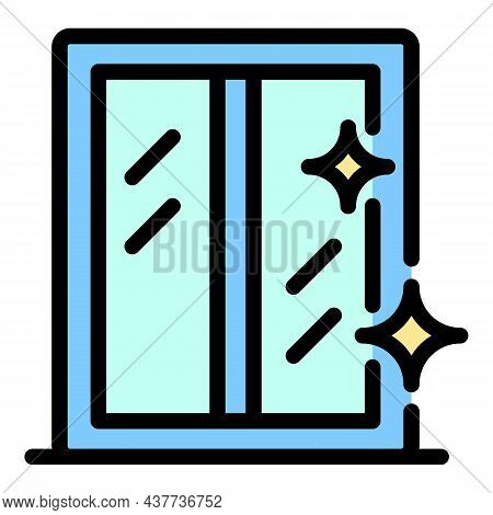 Sparkling Window Icon. Outline Sparkling Window Vector Icon Color Flat Isolated
