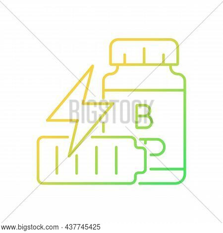 B Vitamins For Fatigue Gradient Linear Vector Icon. Supplements To Combat Tiredness And Weakness. St
