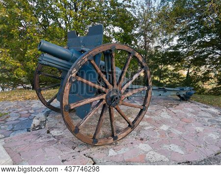 Kadinjača, Užice, Serbia - October 19, 2020: Cannon In Kadinjača Memorial Complex In Serbia, In Memo