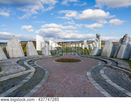 Kadinjača, Užice, Serbia - October 19, 2020: Kadinjača Memorial Complex In Serbia, In Memory Of Fall