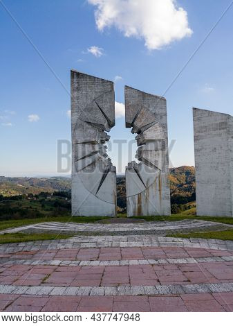 Kadinjača, Užice, Serbia - October 19, 2020: Kadinjača Memorial Complex In Serbia, In Memory Of Fall